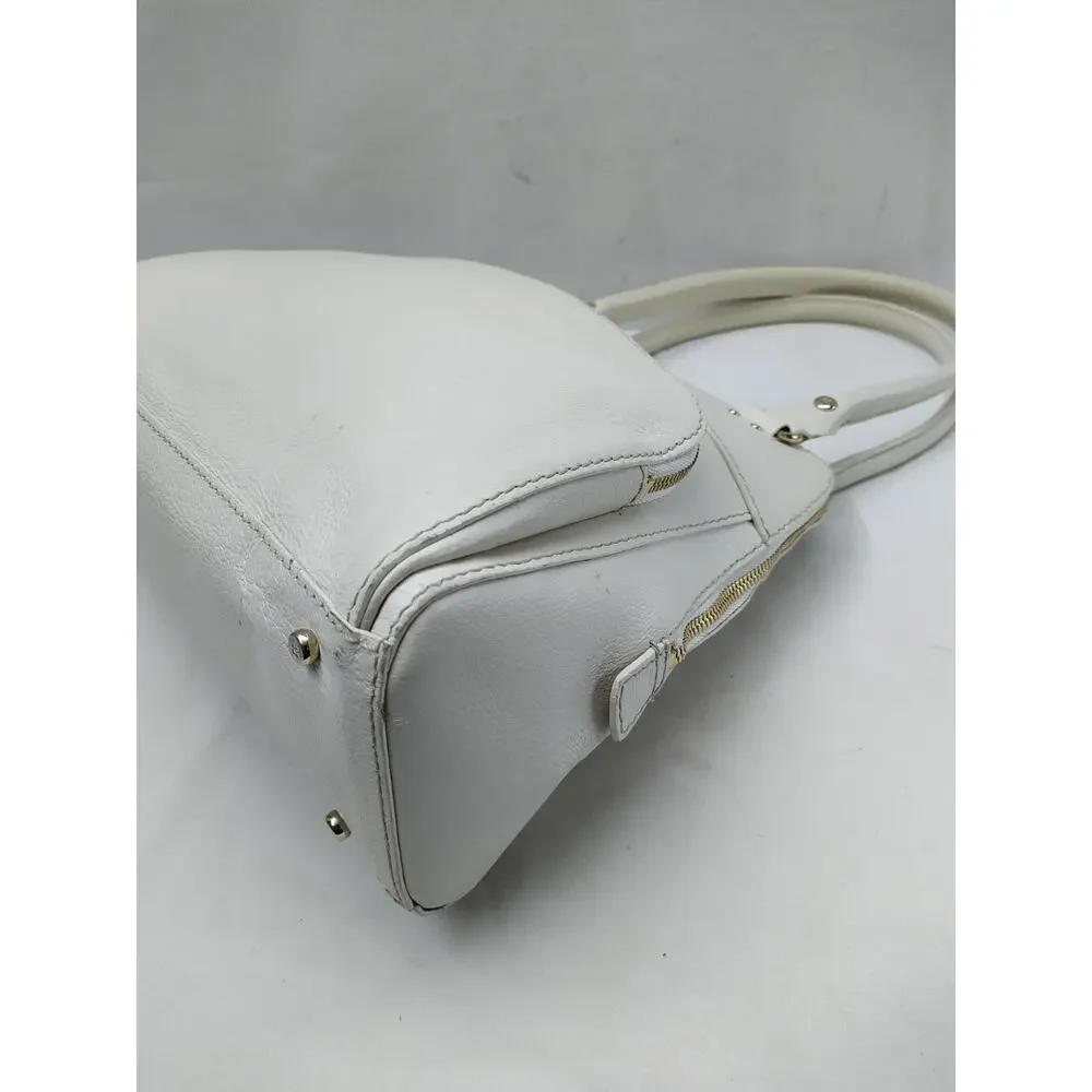 Kate Spade New York White Leather Top Handle Zipper Pocket Satchel Shoulder Bag